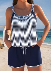 Striped Pocket Navy One Piece Swimwear | thumb picture 
