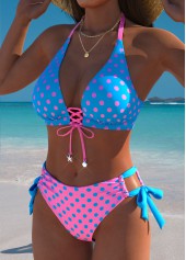 Mid Waisted Polka Dot Multi Color Bikini Set | thumb picture 