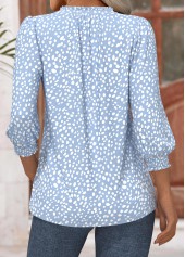 Light Blue Polka Dot 3/4 Sleeve V Neck Blouse | thumb picture 