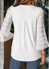 White 3/4 Sleeve Split Neck Blouse | thumb picture 