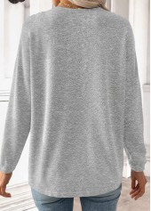Light Grey Long Sleeve V Neck T Shirt | thumb picture 