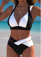 Criss Cross Contrast Black Bikini Set | thumb picture 