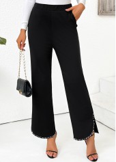 Black Pocket Straight Leg Elastic Waist High Waisted Pants | thumb picture 