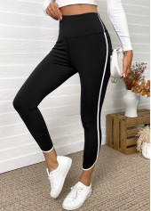 Black High Waisted Capri Elastic Waist Leggings | thumb picture 