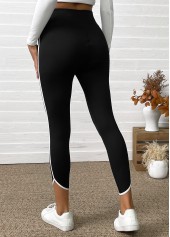 Black High Waisted Capri Elastic Waist Leggings | thumb picture 