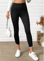 Black High Waisted Capri Elastic Waist Leggings | thumb picture 