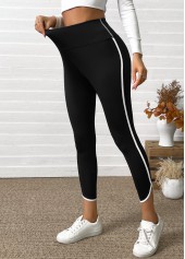 Black High Waisted Capri Elastic Waist Leggings