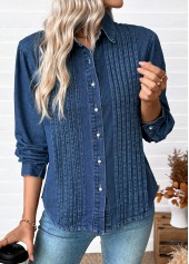 Denim Blue Tummy Coverage Long Sleeve Shirt