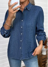 Denim Blue Tummy Coverage Long Sleeve Shirt | thumb picture 