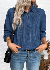 Denim Blue Tummy Coverage Long Sleeve Shirt | thumb picture 