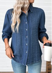 Denim Blue Tummy Coverage Long Sleeve Shirt | thumb picture 
