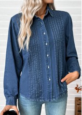 Denim Blue Tummy Coverage Long Sleeve Shirt | thumb picture 