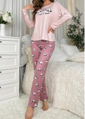 Light Pink Animal Print Lounge Top and Pants | thumb picture 
