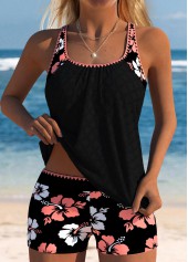 Mid Waisted Floral Print Coral Tankini Set | thumb picture 