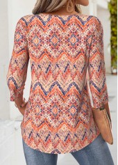 Multi Color Tribal Print 3/4 Sleeve T Shirt | thumb picture 
