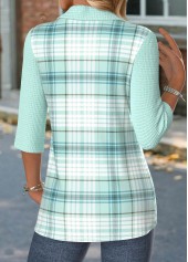 Mint Green Plaid 3/4 Sleeve T Shirt | thumb picture 