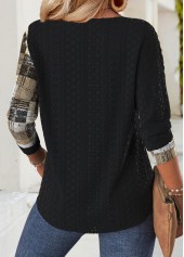 Black Geometric Print Long Sleeve Round Neck T Shirt | thumb picture 