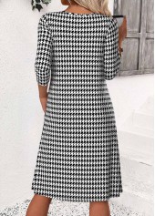 Black Plaid 3/4 Sleeve Round Neck Dress | thumb picture 