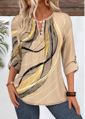 Light Coffee Geometric Print T Shirt | thumb picture 