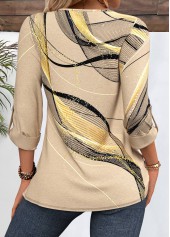 Light Coffee Geometric Print T Shirt | thumb picture 