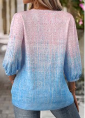 Multi Color Ombre 3/4 Sleeve V Neck Blouse | thumb picture 