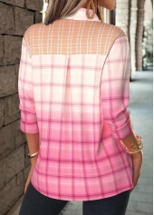 Pink Plaid Long Sleeve Button Up Shirt | thumb picture 