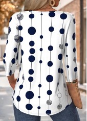 Multi Color Polka Dot 3/4 Sleeve T Shirt