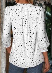 White Polka Dot 3/4 Sleeve V Neck Blouse | thumb picture 