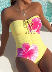 Floral Print Yellow One Piece Swimwear | thumb picture 