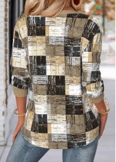 Multi Color Geometric Print Long Sleeve Split Neck Sweatshirt | thumb picture 