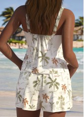 Tropical Plants Print Beige One Piece Swimwear | thumb picture 