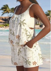 Tropical Plants Print Beige One Piece Swimwear | thumb picture 