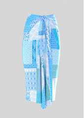 Tribal Print Light Blue One Piece Swimwear and Sarong | thumb picture 
