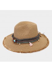 Light Camel Wide Brim Straw Hat