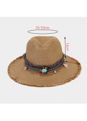 Light Camel Wide Brim Straw Hat | thumb picture 
