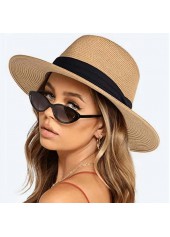 Light Camel Wide Brim Straw Hat