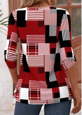 Deep Red Geometric Print T Shirt | thumb picture 