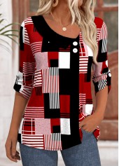 Deep Red Geometric Print T Shirt | thumb picture 