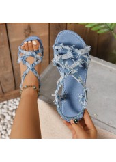Denim Blue Color Peep Toe Falt