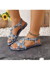 Denim Blue Color Peep Toe Falt | thumb picture 
