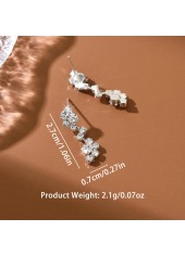 Silver Color Copper Detail Rhinestone Earrings | thumb picture 