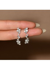 Silver Color Copper Detail Rhinestone Earrings | thumb picture 
