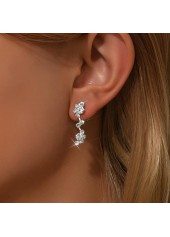 Silver Color Copper Detail Rhinestone Earrings | thumb picture 
