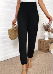 Black Pocket Jogger Elastic Waist High Waisted Pants | thumb picture 