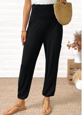 Black Pocket Jogger Elastic Waist High Waisted Pants | thumb picture 
