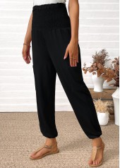 Black Pocket Jogger Elastic Waist High Waisted Pants | thumb picture 