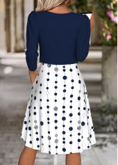 Navy Polka Dot Long Sleeve Dress and Cardigan | thumb picture 