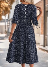 Black Heart Print 3/4 Sleeve Round Neck Dress | thumb picture 