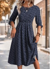 Black Heart Print 3/4 Sleeve Round Neck Dress | thumb picture 