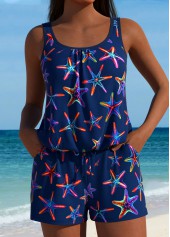 Marine Life Print Navy One Piece Swimwear | thumb picture 